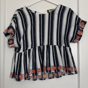 Blue and white striped top